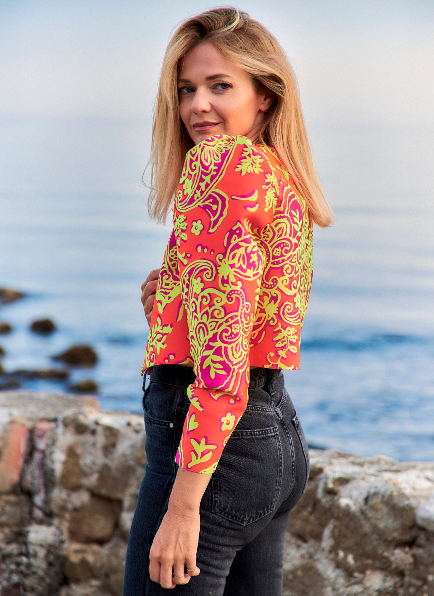 CHAQUETA PAISLEY FLÚOR