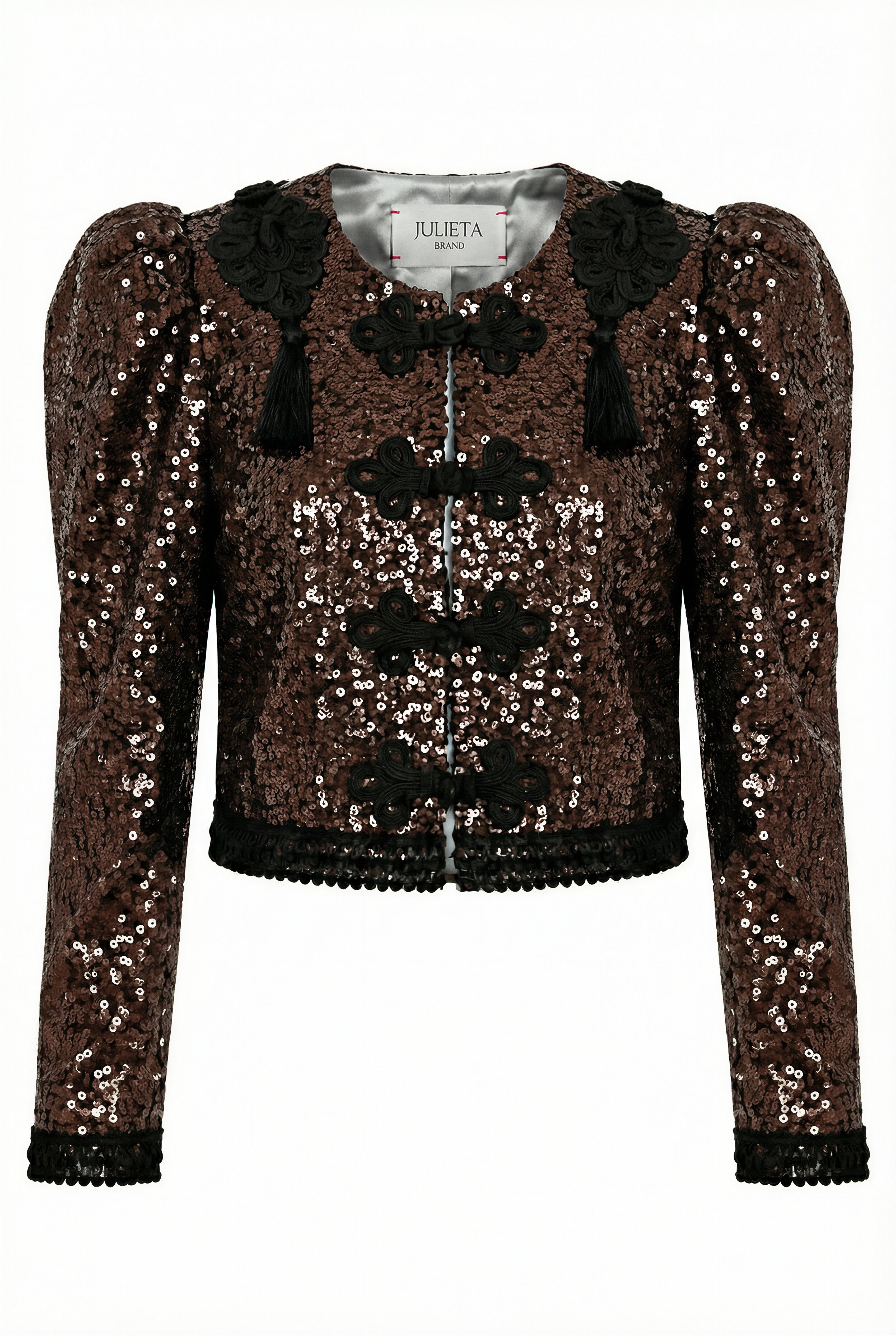 CHAQUETA GOYESCA EN LENTEJUELA MARRÓN