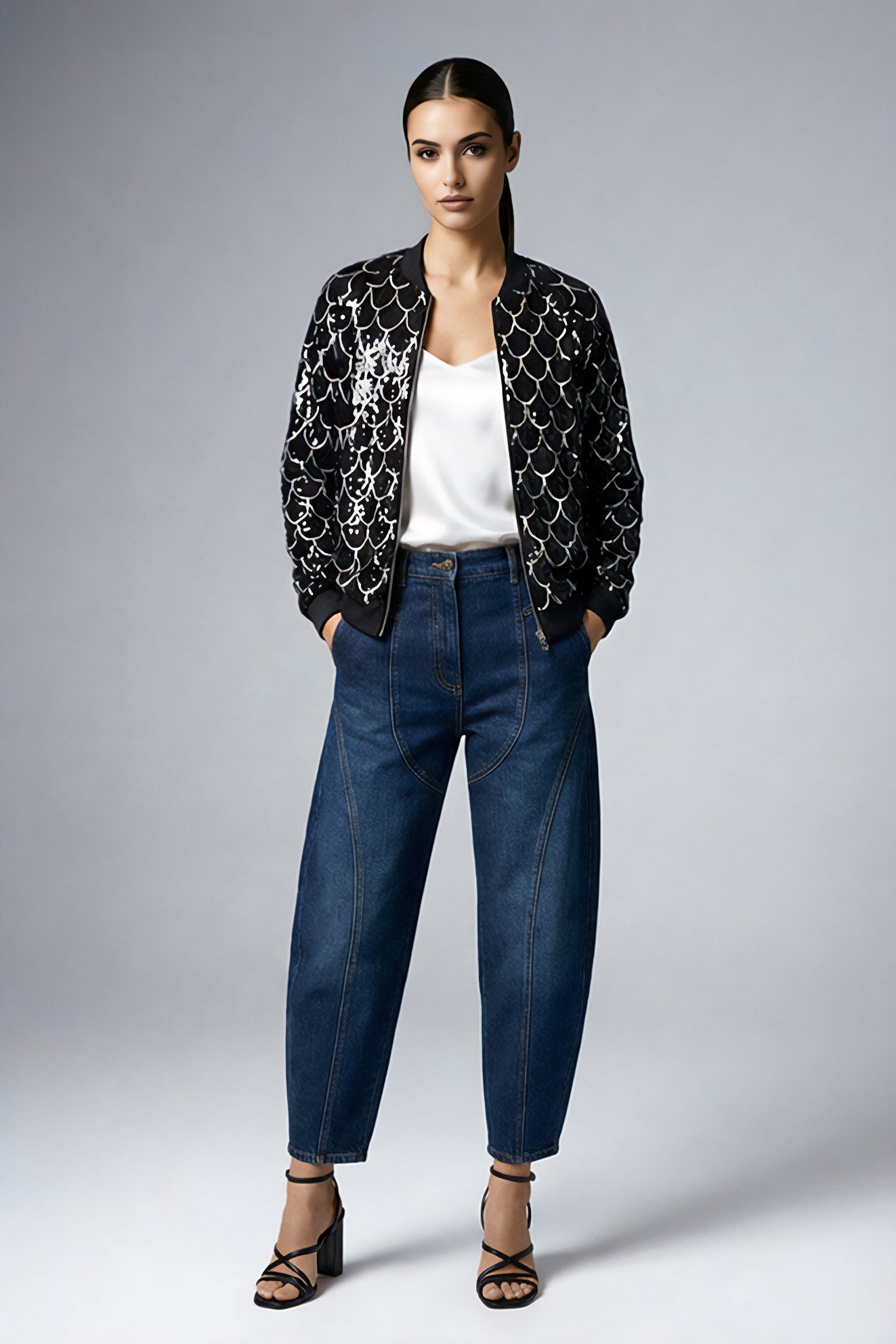 Bomber Unisex Lentejuelas Ondas