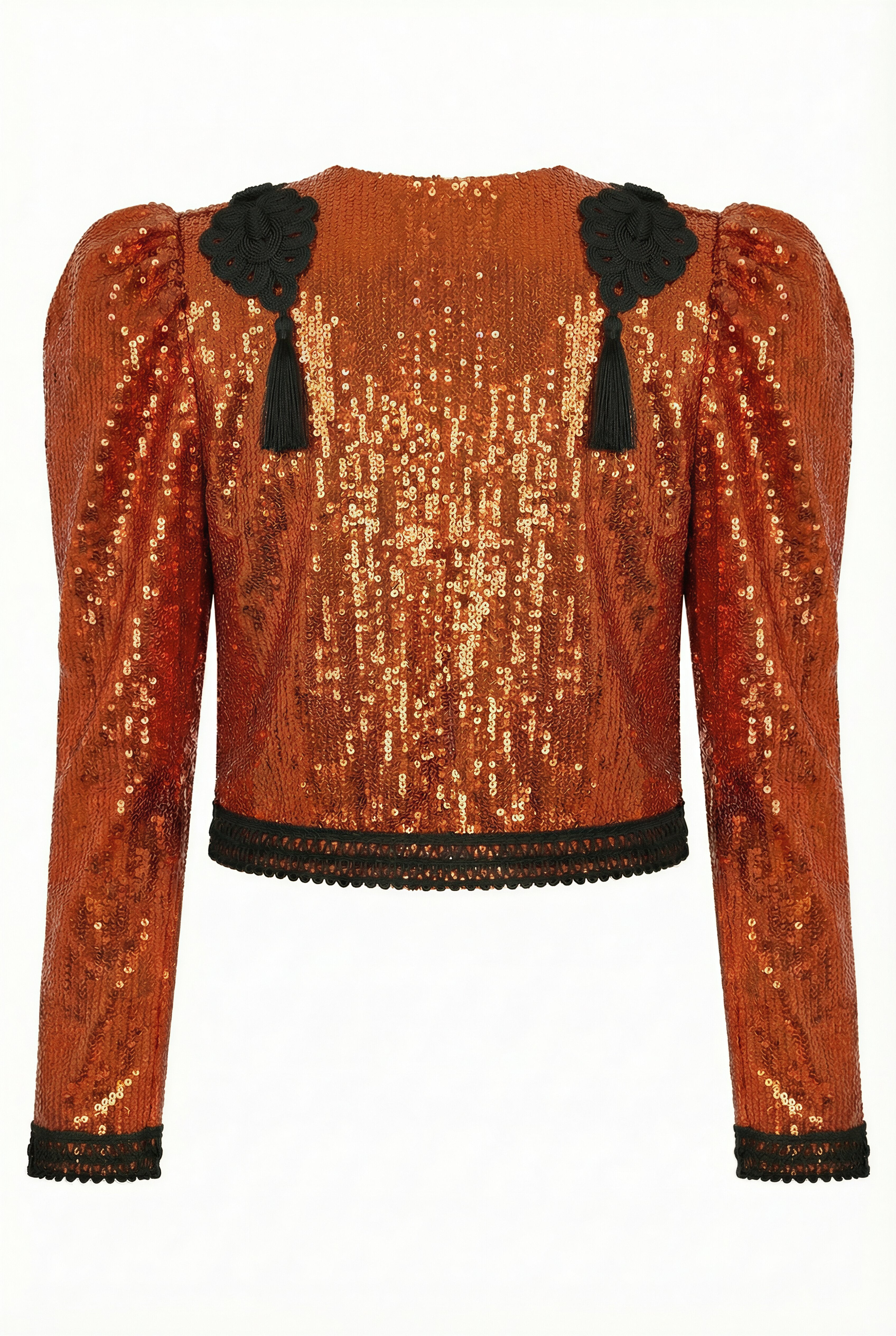 CHAQUETA GOYESCA EN LENTEJUELA NARANJA/COBRE